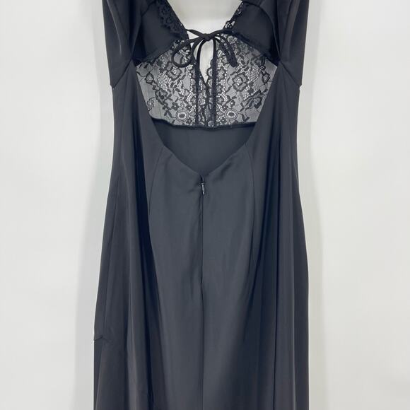 NBD | Brigitta Midi Dress in Black Satin Lace Asymmetrical Slip S - Picture 11 of 15
